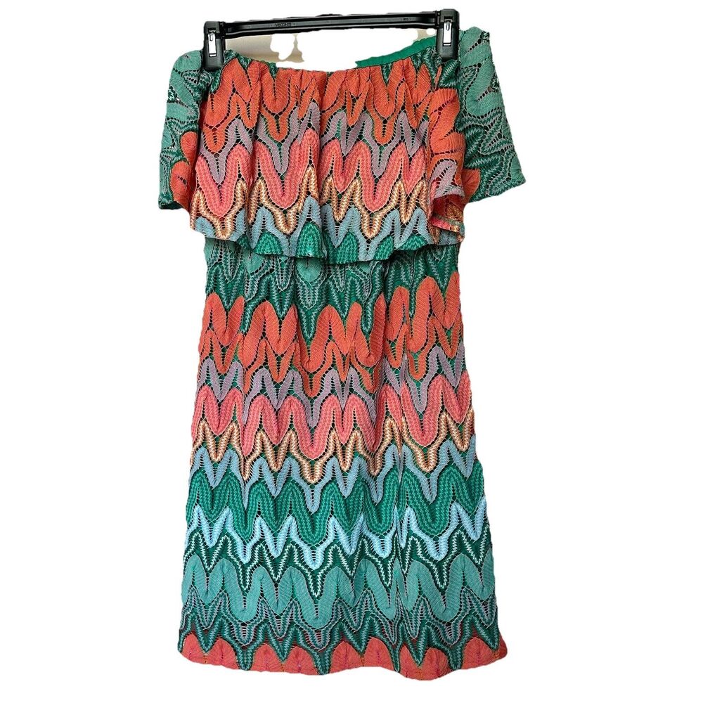 Judith March Anthropologie Mini Dress Lg Strapless Retro Southwest Boho USA Made